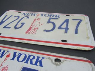 Real Vintage YORK NY Statue of Liberty LICENSE PLATE Set Embossed V2G547 2