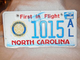 North Carolina Specialty License Plate Tag American Legion 2013