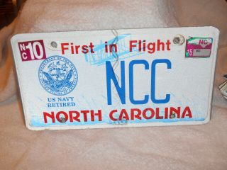 North Carolina Specialty License Plate Tag Us Navy Retired 2015 Flat Ncc