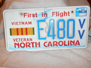 North Carolina Specialty License Plate Tag Vietnam Veteran 2013