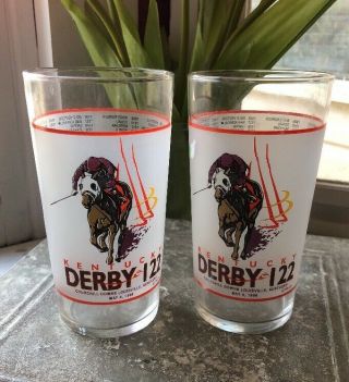 1996 Official Kentucky Derby Julep Glasses Horse Racing Churchill Set Of 2
