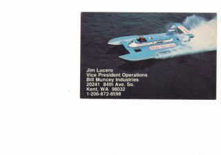Jim Lucero,  Bill Muncey Industries,  Business Card,  Unlimited Hydroplanes
