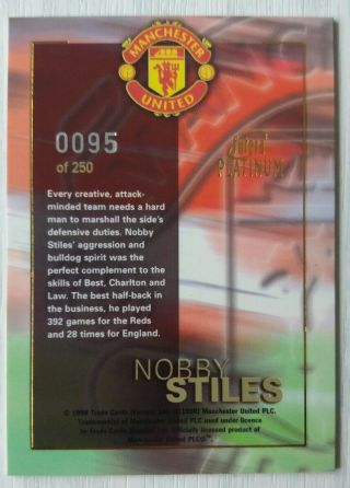 Futera 1998 AUTOGRAPH REDEMPTION Card Nobby Stiles Manchester United 095 of 250 2