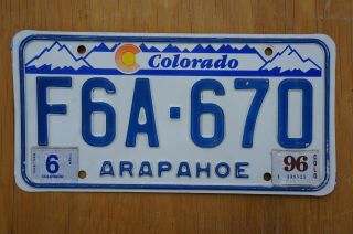 1996 Arapahoe County Colorado Designer License Plate