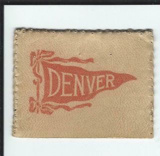University Of Denver Tobacco Leather L - 20 College Pennant C1908 White