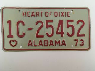 1973 Alabama License Plate All Single Plate Year (no Pairs)