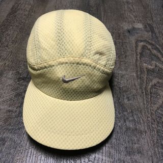Vintage 90 ' S NIKE 6 Panel Yellow Cap Hat Mesh Air Cool Running Tennis Strapback 2