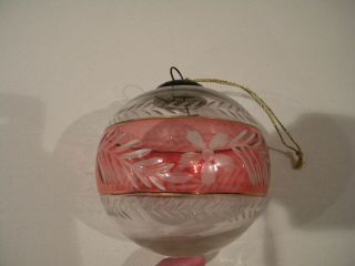 Vintage 4 " Midwest Kugel Clear/cranberry Glass Ornament