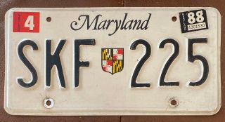 Maryland 1988 License Plate Quality Skf - 225