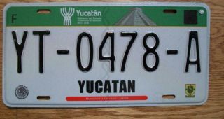 Single Mexico State Of Yucatan License Plate - Yt - 0478 - A