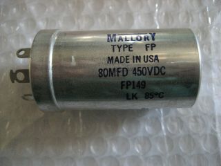 1 X Nos Nib Mallory 80uf @ 450 Vdc Fp - 149 Twist Lock Electrolytic Capacitor