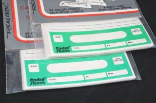Realistic Radio Shack 2 Cassette Index Labels Pkgs 48 Stickers In All