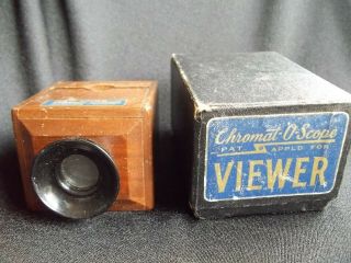 Vintage Chromat - O - Scope Wooden Slide Viewer W/box