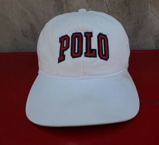 Vtg.  Polo Sport By Ralph Lauren White Cap Hat Big Red Black Logo