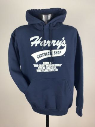 Men’s Purdue University Harry’s Chocolate Shop Navy Blue Sweatshirt Hoodie M