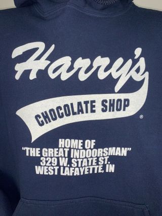 Men’s Purdue University Harry’s Chocolate Shop Navy Blue Sweatshirt Hoodie M 2