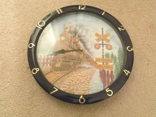 11 " Train Wall Clock W/hourly Train Sound Effects Every Hour - Great