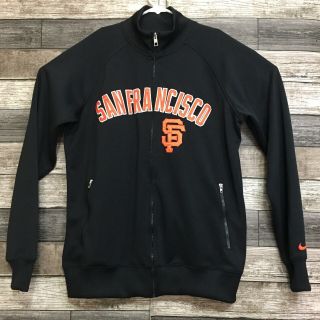Nike San Francisco Giants Mlb Track Jacket Men M Black Orange (b2) Full Zip Euc