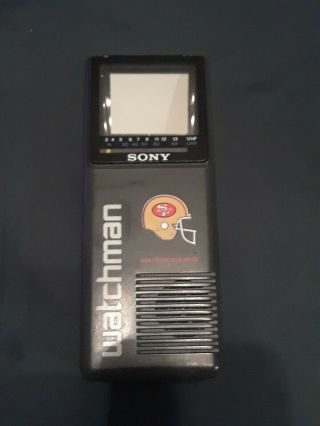 Sony Watchman San Francisco 49ers Fd - 2a Portable Black & White Tv