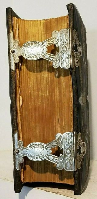 antique 1884 Family Parallel Holy Bible Apocrypha RESTORED with Clasps h1 2