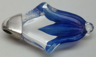 Vintage Sterling Silver Chunky Blue Tulip Flower Designer Pendant - Gorgeous