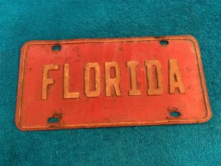 Vintage License Plate Booster Florida Sunshine State Tag Licence 1930s 1940s