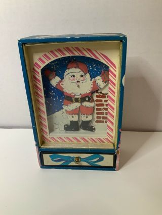 Vintage Musical Dancing Santa Music Box W/ Trinket Drawer Christmas Not