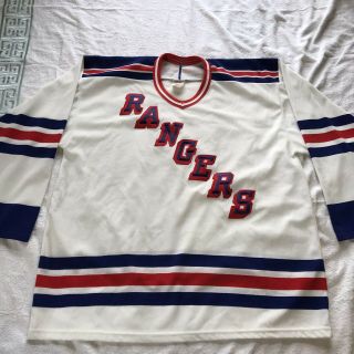 Vintage 90s York Rangers Ccm Hockey Jersey Nhl Road White Sewn Size Adult Xl