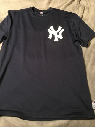 York Yankees Majestic Navy Blue Cool Base Et - Shirt Euc