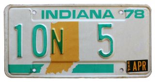 Vintage Indiana 1978 License Plate,  Jeffersonville,  Clark County,  Single Digit 5