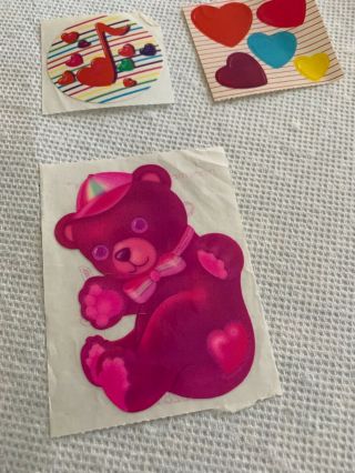 5 Lisa Frank Vintage 80 ' s Stickers Bears,  Hearts,  Music Notes 3