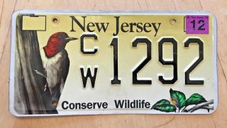 Jersey Conserve Wildlife License Plate " Cw 1292 " Nj Bird Woodpecker