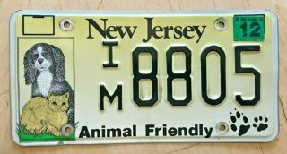 Jersey Animal Friendly Dog Dogs Cat Cats License Plate " Im 8805 " Nj Pet