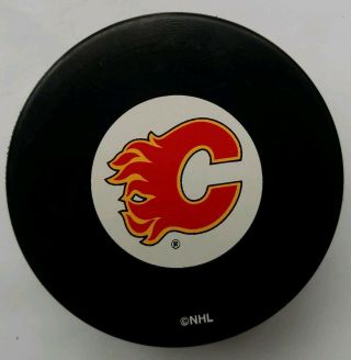 Calgary Flames Nhl Inglasco Official Hockey Puck Made In Slovakia