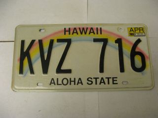 2005 05 Hawaiia Hi License Plate Rainbow Kvz716