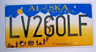 Alaska Vanity License Plate " Lv2golf " Love To Golf Golfing Golfer Hole In One