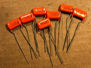 7 Nos Vintage Sprague Orange Drop.  01 Uf 200v Capacitors Guitar Tone Caps