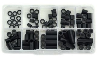 Black Nylon Round Spacer Assortment Kit,  for M4 Screws,  L2 21mm,  Plastic. 2