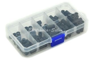 Black Nylon Round Spacer Assortment Kit,  for M4 Screws,  L2 21mm,  Plastic. 3