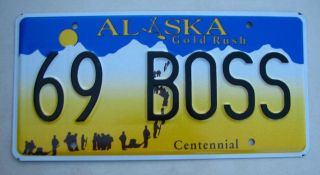 Alaska Vanity License Plate " 69 Boss " 1969 429 V8 Ford Mustang