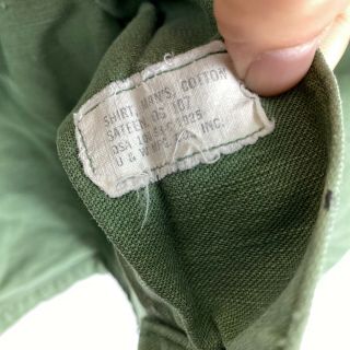 US Army Shirt Jacket Sateen OG 107 Green Vintage 60s Vietnam Era Medium 3