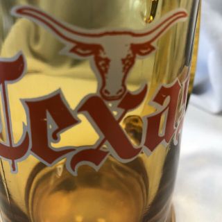 Vintage Ut Texas Longhorns Beer Mug Amber Glass 5.  5”h Nr