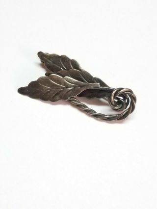 Vintage Handmade Sterling Silver Leaf Brooch Pin