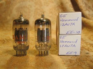 Matched Pair Ge Gray Plate 12au7a Vacuum Tubes Labeled Hammond Nos
