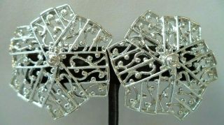 Stunning Vintage Estate Signed Sarah Cov Flower 1 3/4 " Clip Earrings 2684n