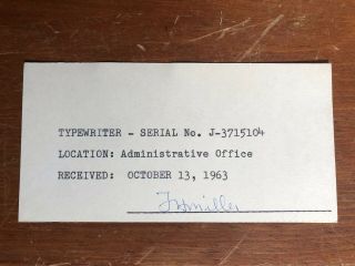Ss United States Checked Out Ship Typewriter Receipts Admin.  Office Signed 10/63
