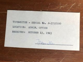 Ss United States Checked Out Ship Typewriter Receipts Admin.  Signed 10/13/63