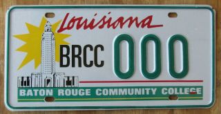 Baton Rouge College Louisiana Sample License Plate 1990s 000