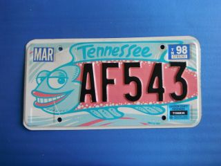 1998 Tennessee Davidson County Passenger Fish License Plate Tag