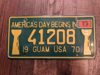1970 Guam Usa License Plate " America 